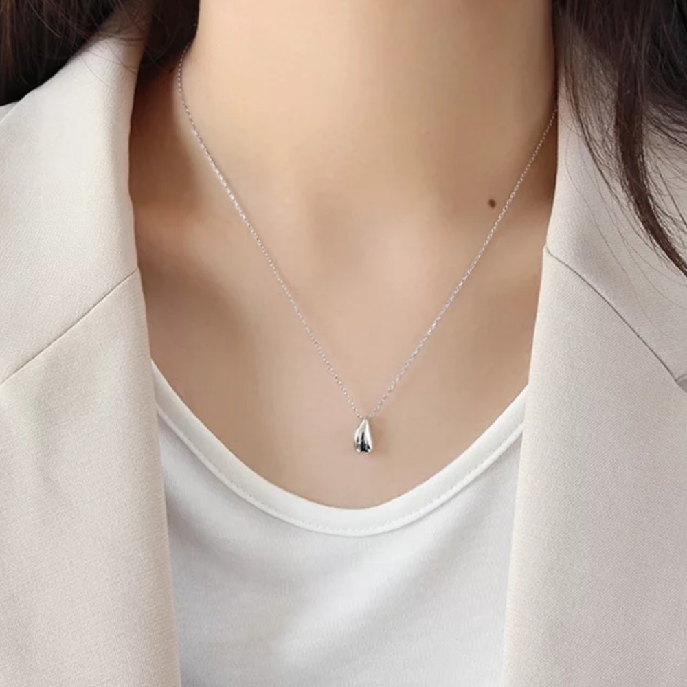 NEW 925 STERLING SILVER WATER DROP NECKLACE - Picture 3 of 6
